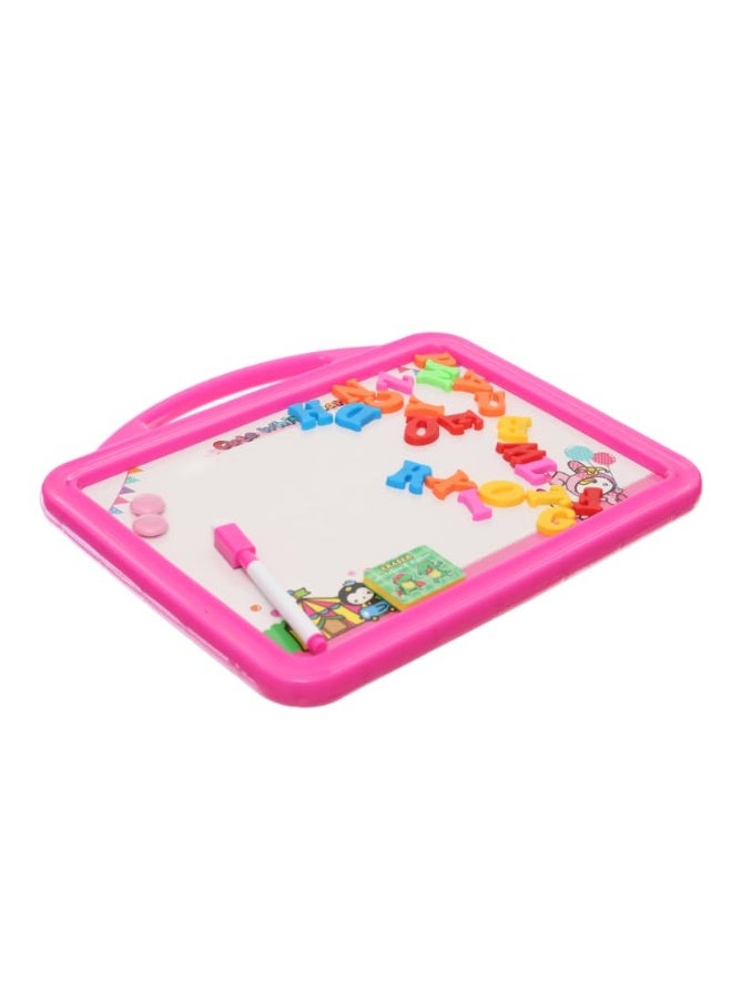 Plastic Drawing And Writing Board 2 in 1 With Magnetic Alphabet letters And Creative Educational Operations Aiming To Teach Children All Educational Skills - Pink - Image 2