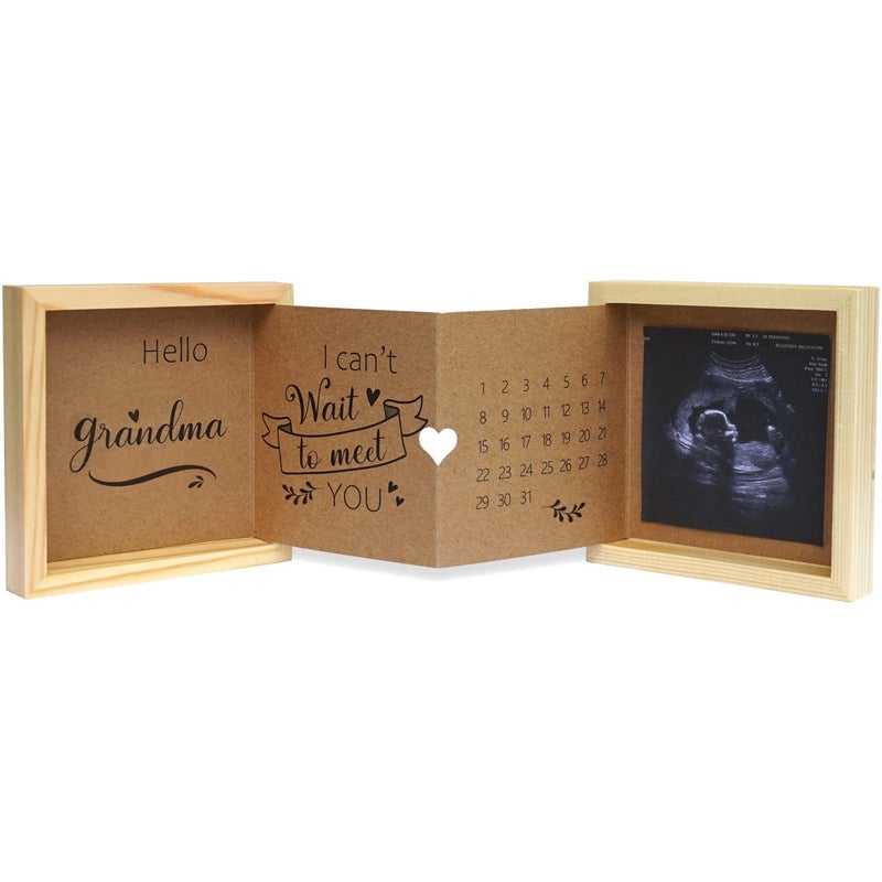HAMUIERS Pregnancy Announcement for Grandma Grandma Baby Announcement Ideas Ultrasound Picture Frame Wooden Keepsake Box Grandma to be Gifts