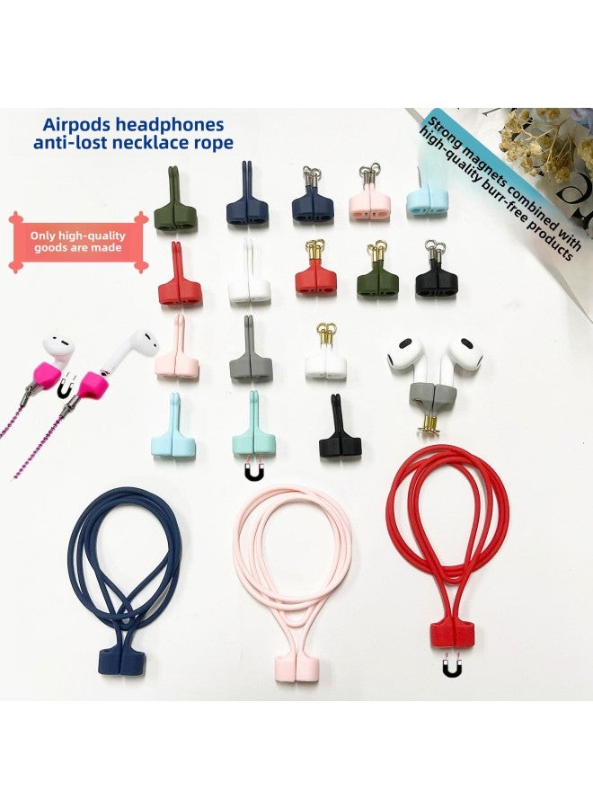 For Apple AirPods234 Generation Huawei Xiaomi Air2Spro2 Magnetic Headset Anti-lost Rope Silicone Lanyard-Color:White-Applicable Models:Airpods Short Silicone Lanyard (price Of 1 Pair) - Image 2