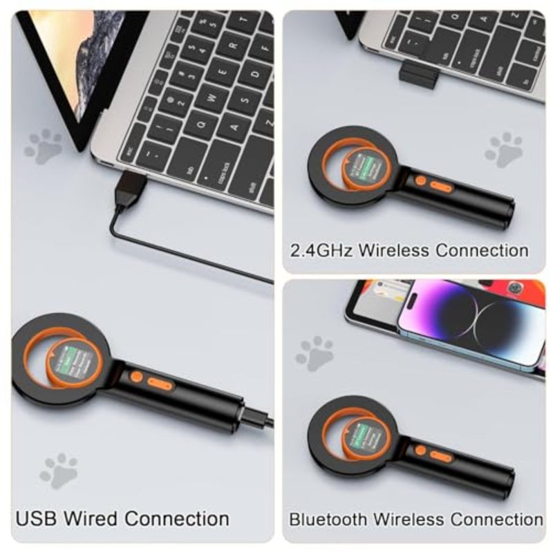 ماسح ضوئي لرقاقة الحيوانات الأليفة، ماسح ضوئي لقارئ شرائح RFID EMID الصغير، 134.2 كيلو هرتز 125 كيلو هرتز 15 رقمًا، ماسح ضوئي لبطاقة تعريف الحيوانات الأليفة، مع شاشة TFT 1.44 بوصة ووظيفة حذف بيانات التاريخ، للكلاب/الحيوانات الأليفة/القطط/الحيوانات - Image 4