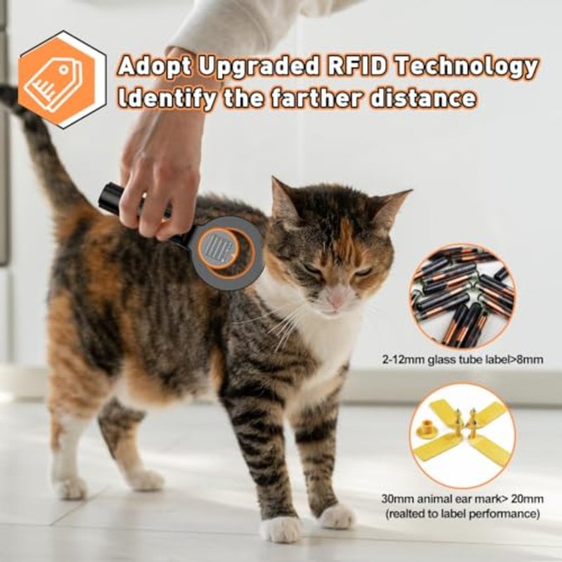ماسح ضوئي لرقاقة الحيوانات الأليفة، ماسح ضوئي لقارئ شرائح RFID EMID الصغير، 134.2 كيلو هرتز 125 كيلو هرتز 15 رقمًا، ماسح ضوئي لبطاقة تعريف الحيوانات الأليفة، مع شاشة TFT 1.44 بوصة ووظيفة حذف بيانات التاريخ، للكلاب/الحيوانات الأليفة/القطط/الحيوانات - Image 3