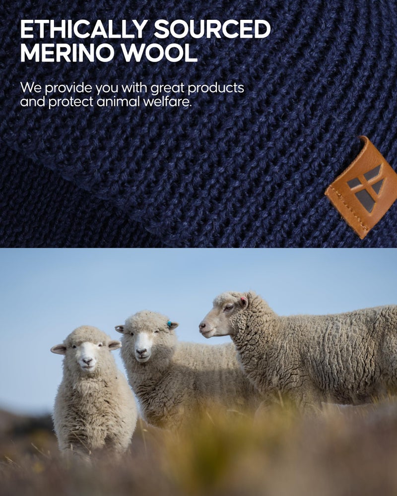 DANISH ENDURANCE Merino Wool Beanie for Men & Women, Warm Knitted Winter Hat, Black - Image 5