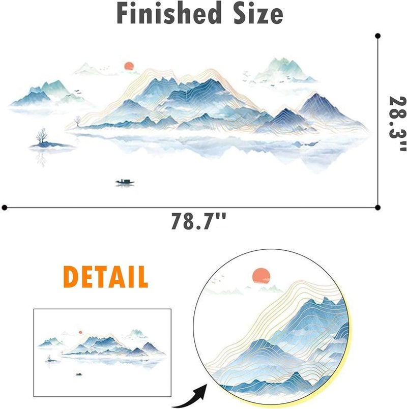 BPA ملصق حائط ضخم بأسلوب صيني للجبال والأنهار الشاسعة - Image 4