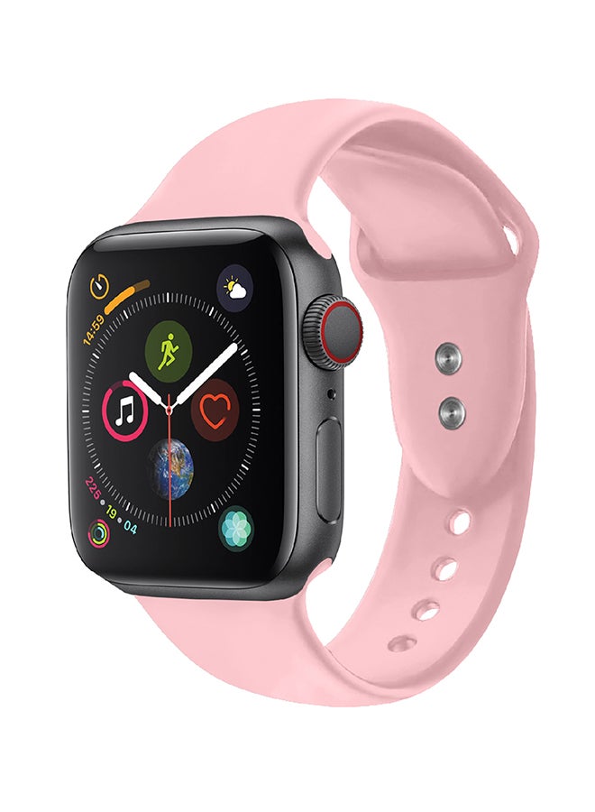 PROMATE Durable Sweatproof Silicone Replacement Wrist Strap With Secure Double Lock Pin And Adjustable Soft Band For Apple Watch Series 1,2,3 4 Small/Medium Size, Oryx-42SM L Light Pink - Image 1