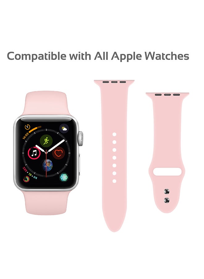PROMATE Durable Sweatproof Silicone Replacement Wrist Strap With Secure Double Lock Pin And Adjustable Soft Band For Apple Watch Series 1,2,3 4 Small/Medium Size, Oryx-42SM L Light Pink - Image 3