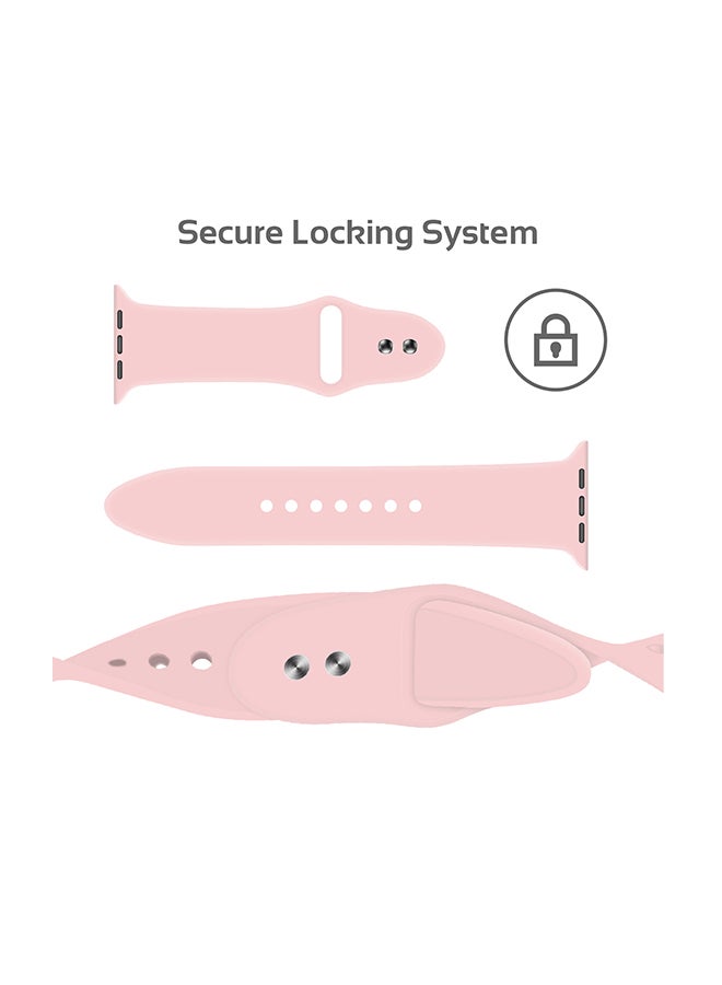 PROMATE Durable Sweatproof Silicone Replacement Wrist Strap With Secure Double Lock Pin And Adjustable Soft Band For Apple Watch Series 1,2,3 4 Small/Medium Size, Oryx-42SM L Light Pink - Image 2