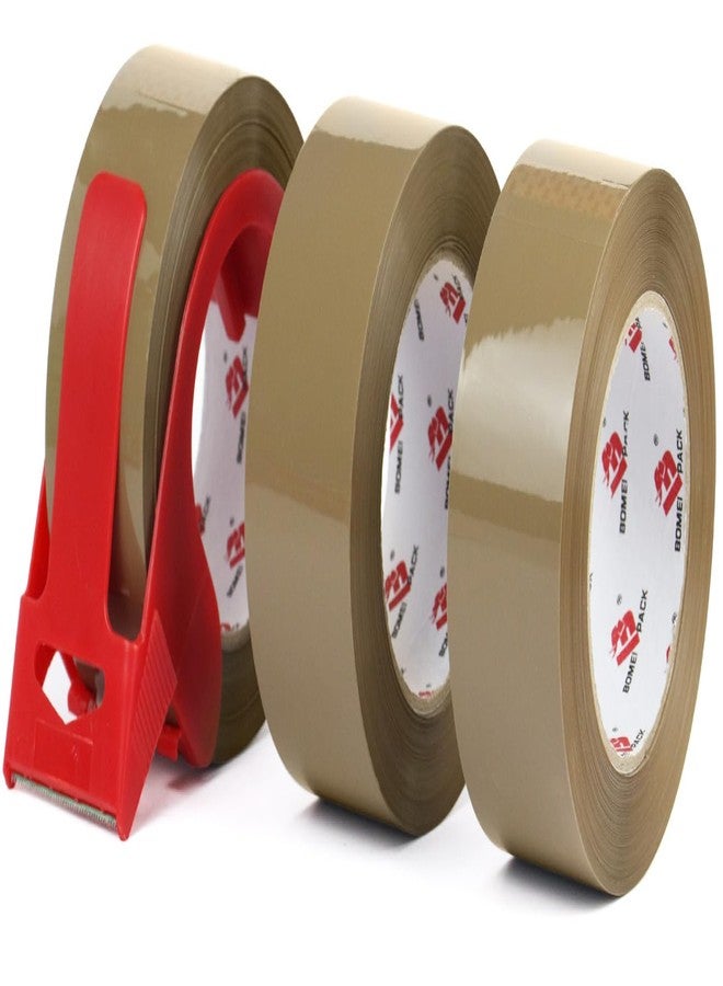 BOMEI PACK Heavy Duty Brown Packing Tape with Dispenser, 2.6 mil, 1.88 inch x 110 Yards (3 Pack), Total 330Y, Brown Tape Refills for Shipping, Mailing, Moving & Storage - Image 1