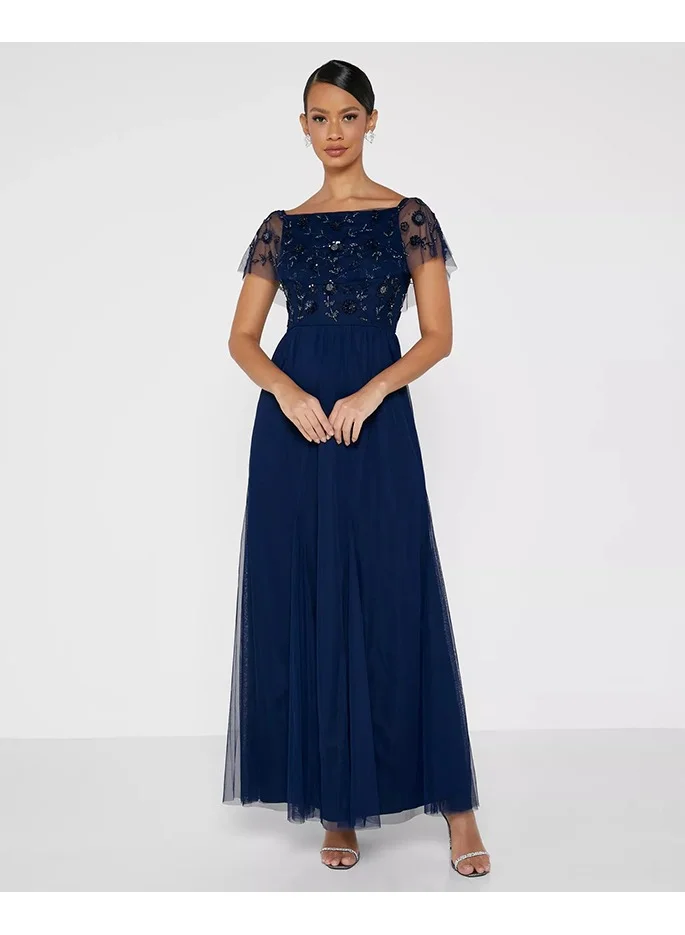 Little Mistress Little Mistress All-Over Tulle Maxi Dress
