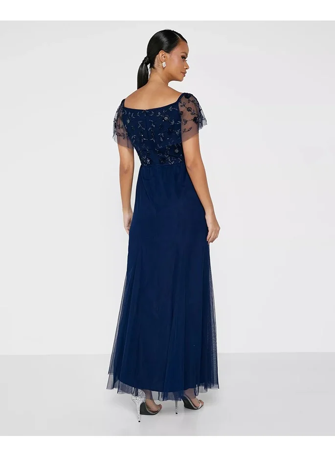 Little Mistress Little Mistress All-Over Tulle Maxi Dress