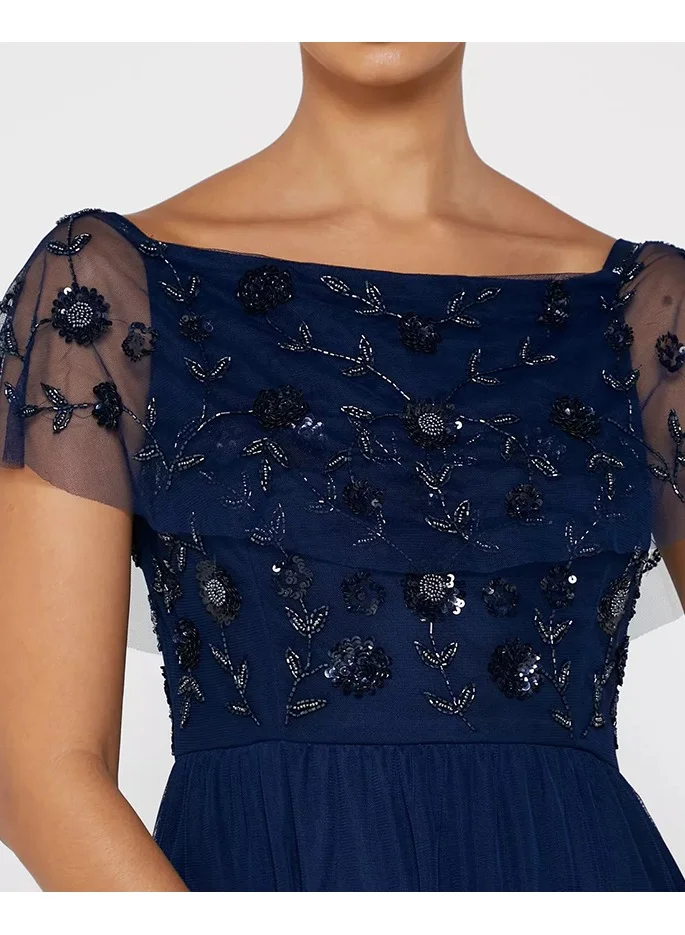 Little Mistress Little Mistress All-Over Tulle Maxi Dress