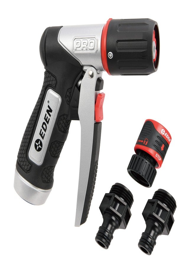 إيدين مجموعة بداية Eden Pro Metal Front Trigger 4-Pattern Turbo Nozzle مع موصل سريع، بخاخ حديقة عالي الضغط للخرطوم (رقم الموديل 94834) - Image 1