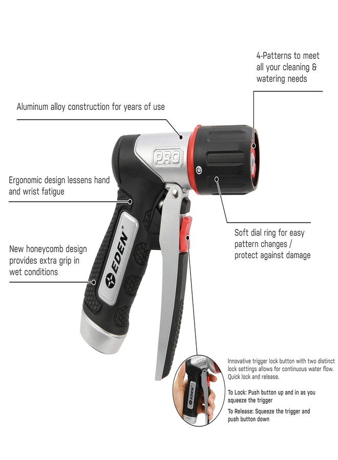 إيدين مجموعة بداية Eden Pro Metal Front Trigger 4-Pattern Turbo Nozzle مع موصل سريع، بخاخ حديقة عالي الضغط للخرطوم (رقم الموديل 94834) - Image 2