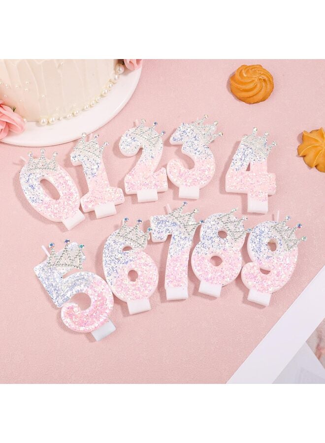 pink and white crown birthday number candles, cake decorations, perfect for girls and women's parties, anniversary celebrations (number 9) - Image 5