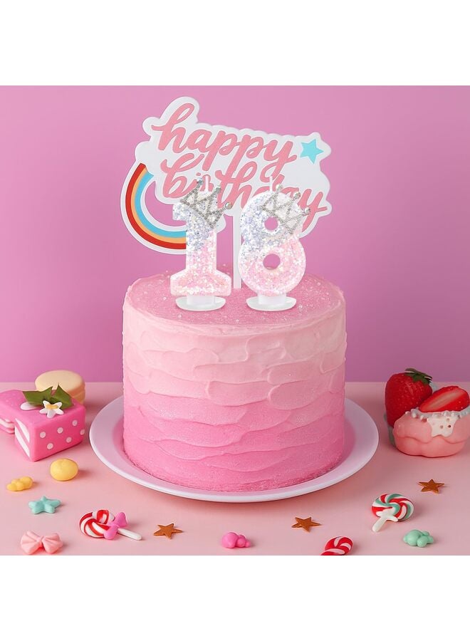 pink and white crown birthday number candles, cake decorations, perfect for girls and women's parties, anniversary celebrations (number 9) - Image 4