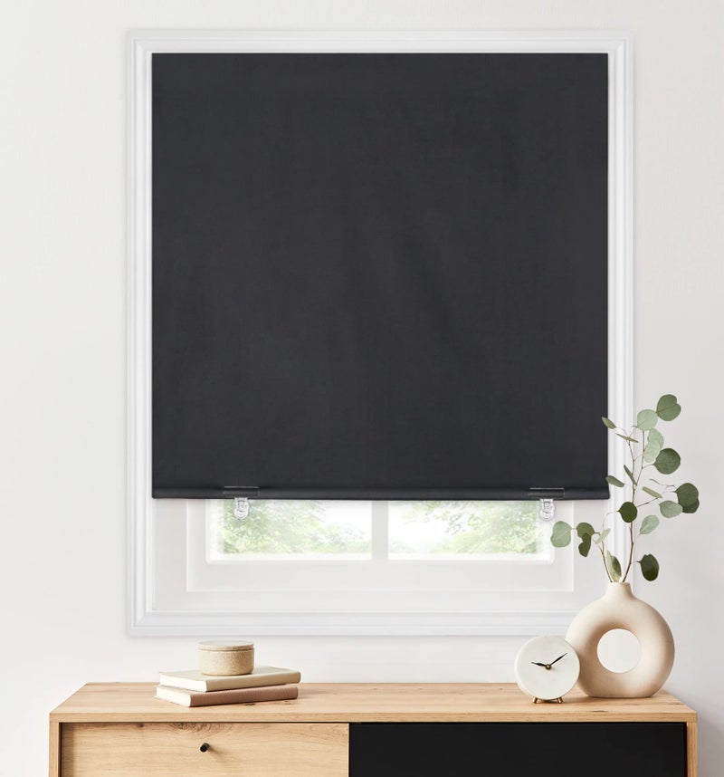 LazBlinds 100 Blackout Roller Shades No Tools No Drill Cordless Blinds for Windows Thermal Insulated UV Protection Privacy Window Shades for Bedroom 36W x 72H Black