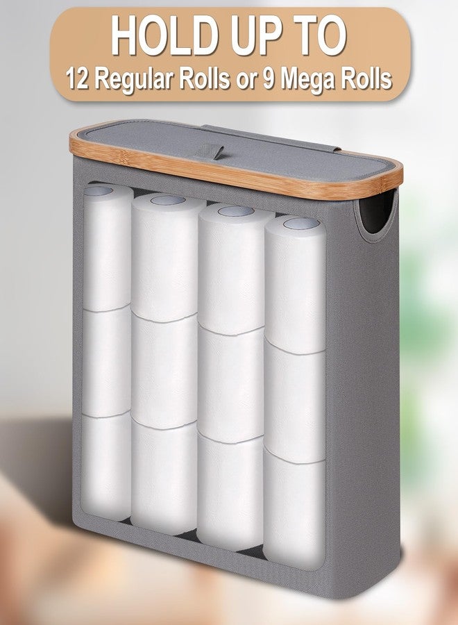 efluky Toilet Paper Basket 28L, Toilet Paper Storage with Lid for Bathroom, Toilet Paper Holder with Storage, Free Standing Toilet Paper Organizer Holds Up to 9-12 Rolls, Grey - Image 4