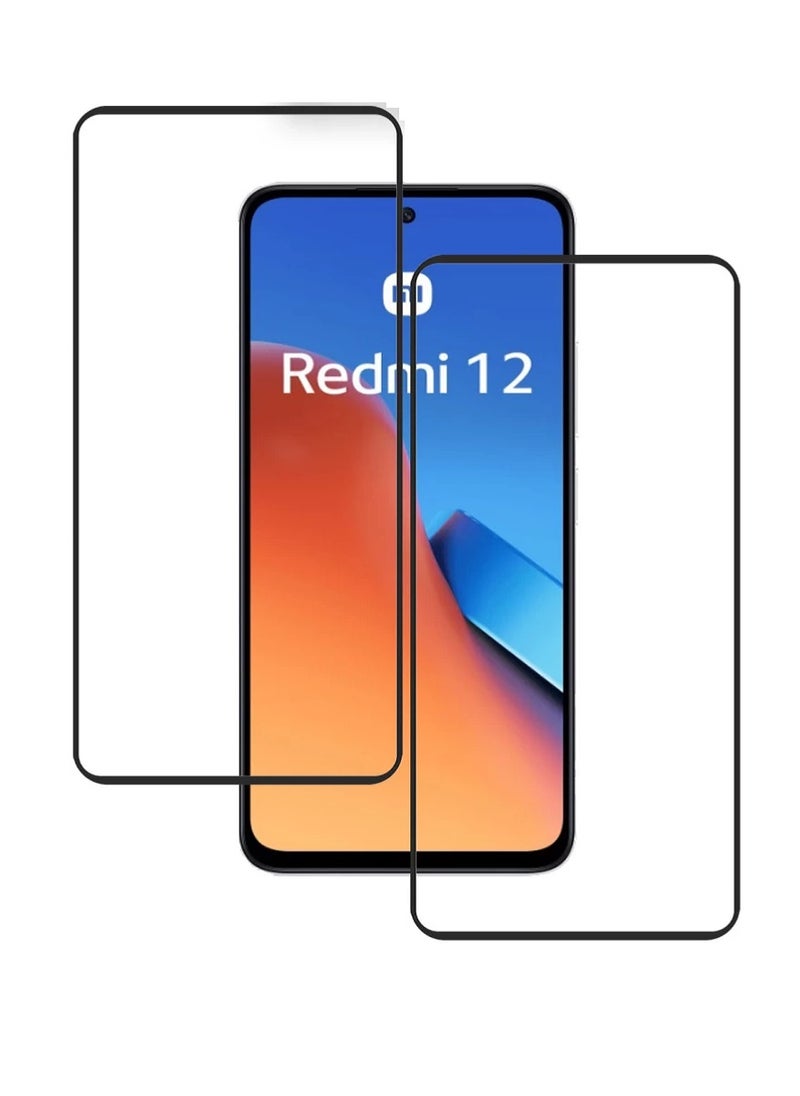 Super 2 Pieces Tempered Glass Screen Protector 5D Designed For Xiaomi Redmi 12 Full Glue Edge to Edge Full Screen Coverage And Bubble Free - Image 1