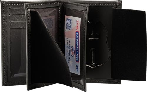 Perfect Fit Shield Wallets Perfect Fit Hidden Badge Bifold Wallet TSA Badge and ID Case Hidden Badge Wallet Cutout PF 691 Black Leather - Image 3