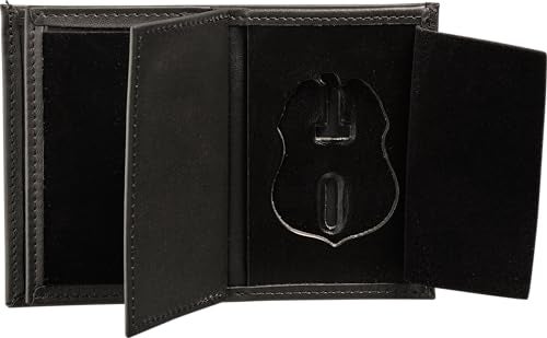 Perfect Fit Shield Wallets Perfect Fit Hidden Badge Bifold Wallet TSA Badge and ID Case Hidden Badge Wallet Cutout PF 691 Black Leather - Image 1