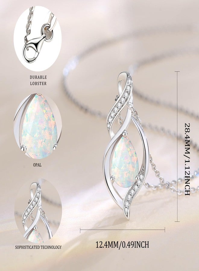 FANCIME October Birthstone Necklace for Women Opal Teardrop Necklace Sterling Silver Infinity Love Birthday Gifts for Mom Women, 16"+2" Inches - Image 2