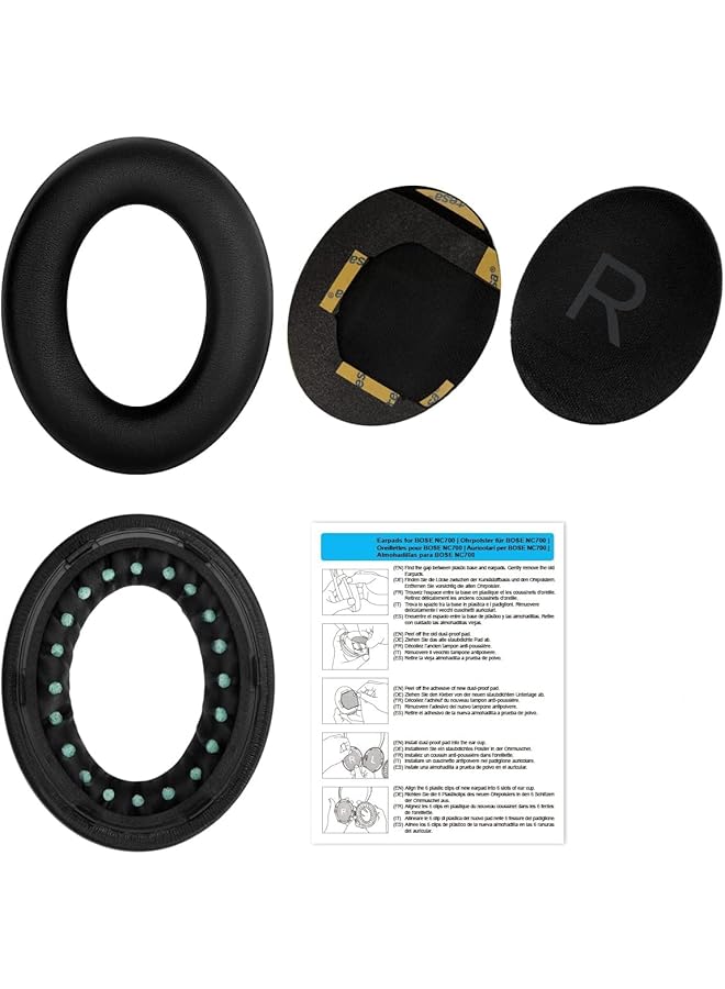 erorex Bose Ear Pads Replacement Kit For Bose 700 Noise Canceling Headphones Nc700 Softer Pu Leather Luxurious Memory Foam Added Thickness Extra Durable Ear Cushions Black  - Image 4