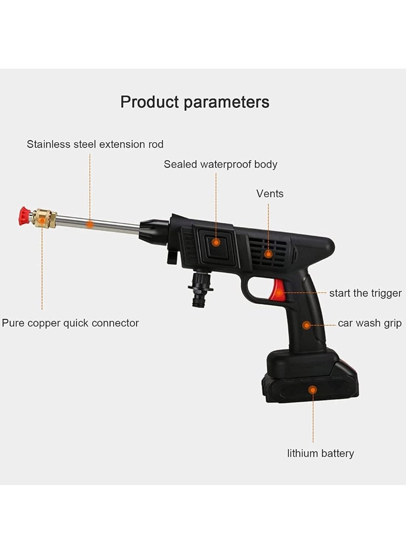 21V High-Pressure Car Washing Water Gun 1 Batteries & 5-Meter Hose Black  - Image 5