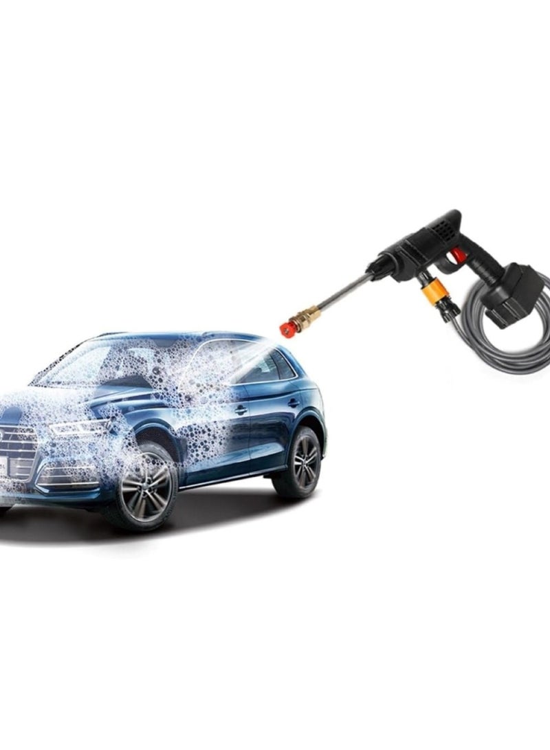 21V High-Pressure Car Washing Water Gun 1 Batteries & 5-Meter Hose Black  - Image 2