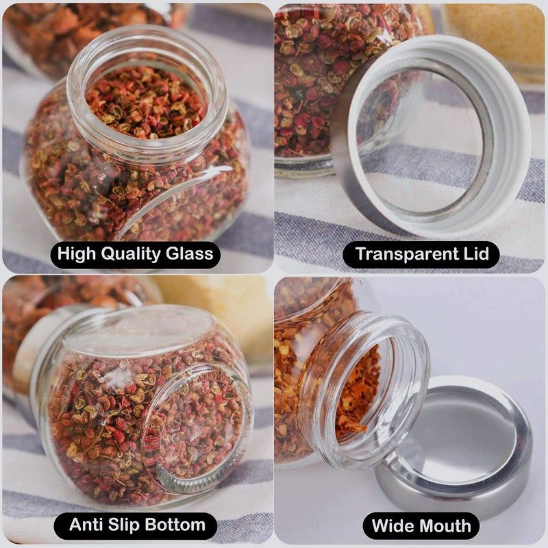 Vency Set of 4 Spice Glass Storage Jar for Masalas, Dry Fruits, Mouth Fresheners with Rust Proof Air Tight Stainless Steel Lid 200ml - Image 2