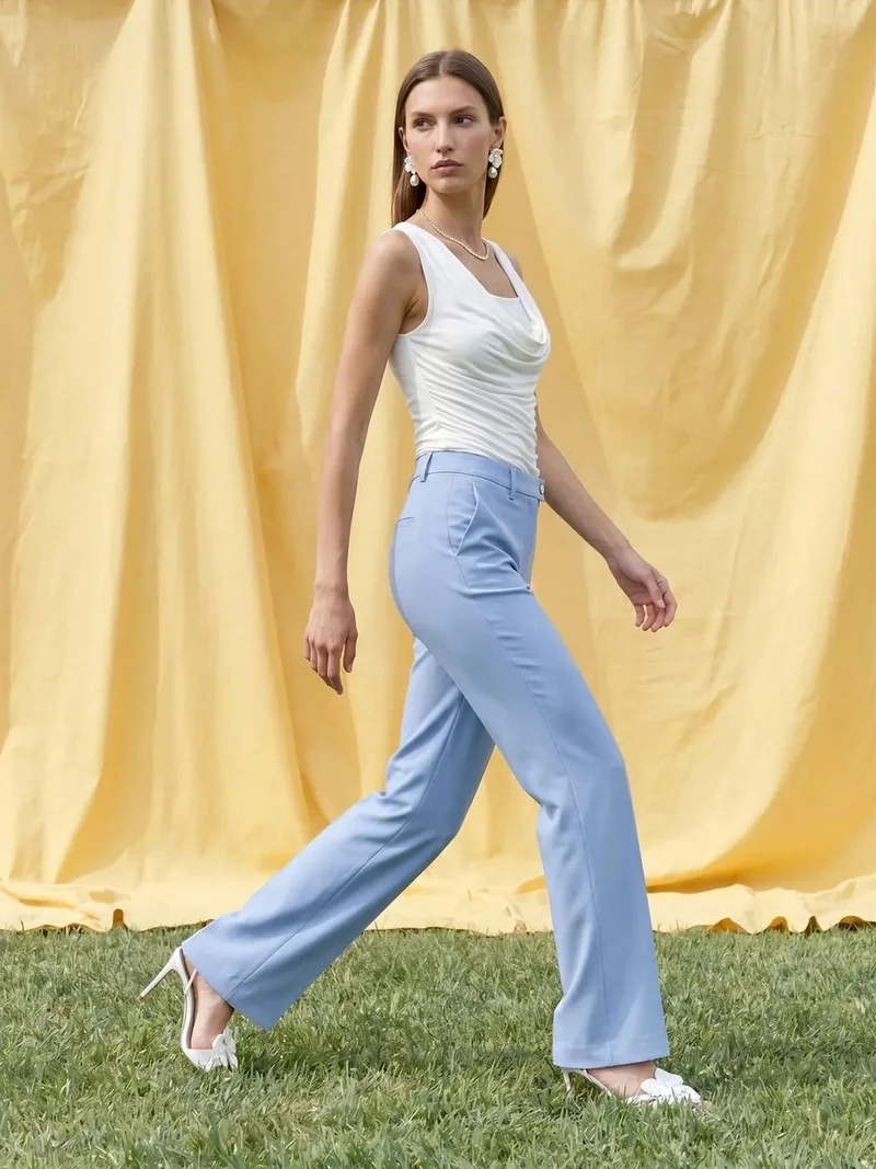 ديلفين DILVIN Sleeveless Cowl Neck Jersey Blouse