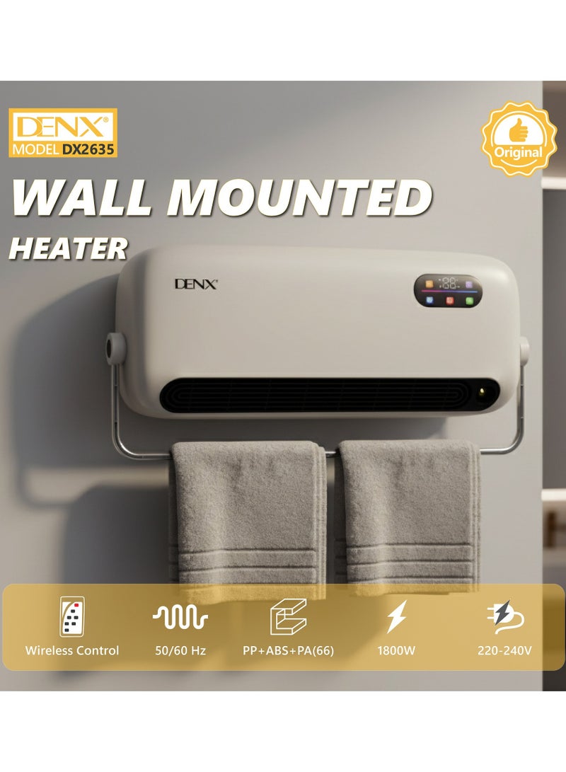 دينكس مدفأة مروحة حرارية مثبتة على الحائط، وحدة تتدفئة 1800واط مع جهاز تحكم عن بعد ومؤقت ذكي، مدفأة حائط صغيرة محمولة للمنزل وغرفة النوم - Image 2