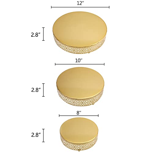 Hedume 3-Piece Cake Stand Set, Round Metal Cake Stands, Dessert Cupcake Pastry Candy Display Plate for Wedding, Event, Birthday Party - Image 4