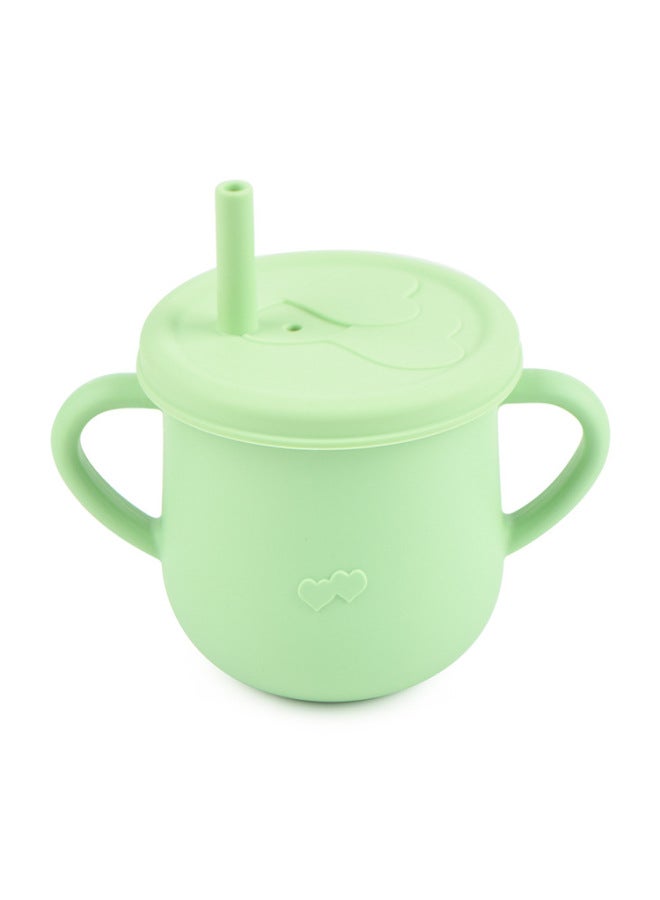 Food Grade Children's Silicone Straw Water Cup Drop-resistant Water Cup Baby Binaural Silicone Water Cup Silicone Drinking Cup