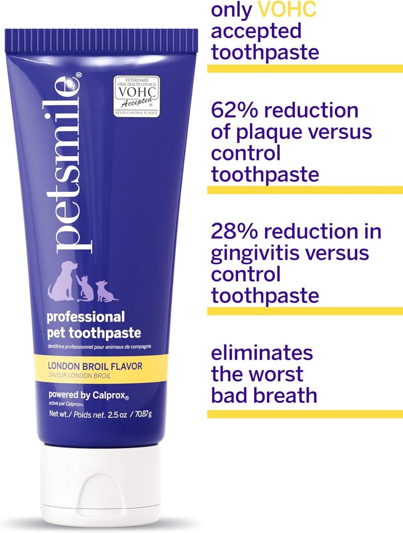 petsmile Professional Dog Toothpaste | VOHC Approved Flavored Pet Toothpaste with Plaque Control | Human-Grade Ingredients Clean Teeth & Improves Dental Health (London Broil, 2.5 Oz) - Image 2