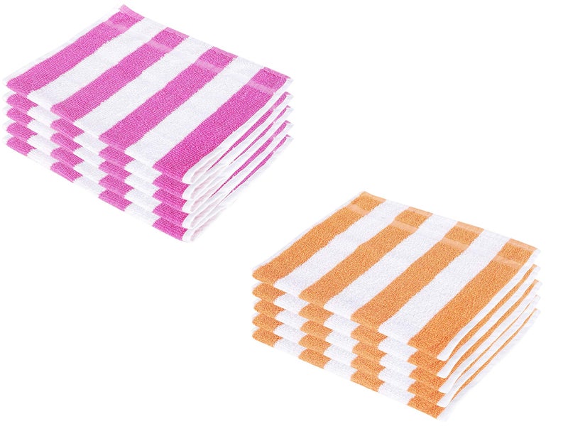 Cotton Colors Cotton Colors Cotton 300 GSM Hand Towel Set (Pack of 10, Striped)_D54  - Image 1