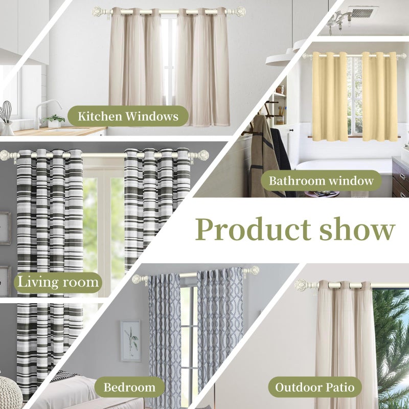 TANGWIN White Farmhouse Curtain Rods for Windows:36-88" Heavy Duty Adjustable Curtain Rod for Bedroom Living Room,Boho Decorative Rustic Drapery Rods with Vintage Coastal Texture Finials,Antique White - Image 5