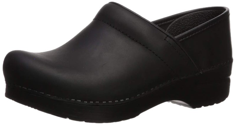 Dansko Women’s Professional Slip-On Clogs –Rocker Sole and Arch Support for Comfort-Ideal for Nursing, Food Service, Healthcare Black Oiled 7.5-8 Wide US - Image 1