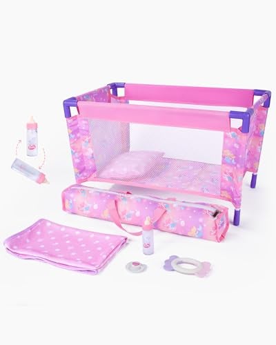 BABESIDE Baby Doll Crib Playset with Bedding Accessories Portable Baby Doll Crib for 18 Inch Dolls Pretend Play Gift for Girls - Image 1