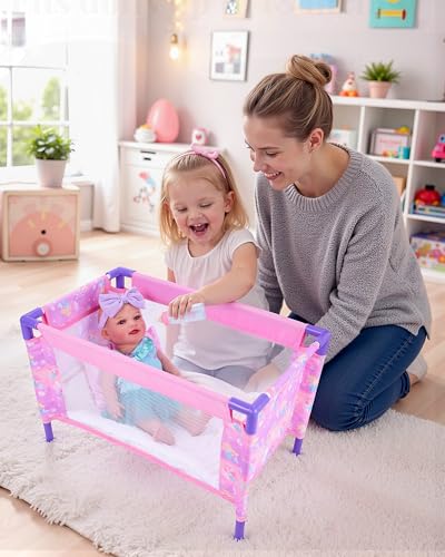BABESIDE Baby Doll Crib Playset with Bedding Accessories Portable Baby Doll Crib for 18 Inch Dolls Pretend Play Gift for Girls - Image 5