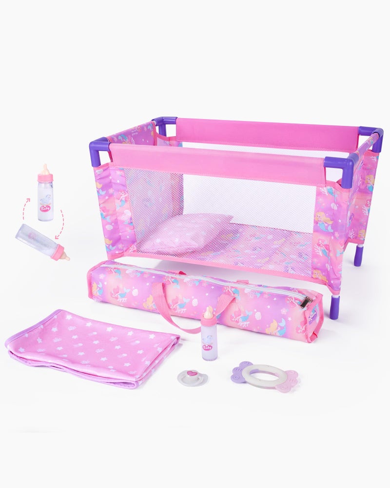 BABESIDE Baby Doll Crib Playset with Bedding Accessories Portable Baby Doll Crib for 18 Inch Dolls Pretend Play Gift for Girls - Image 3