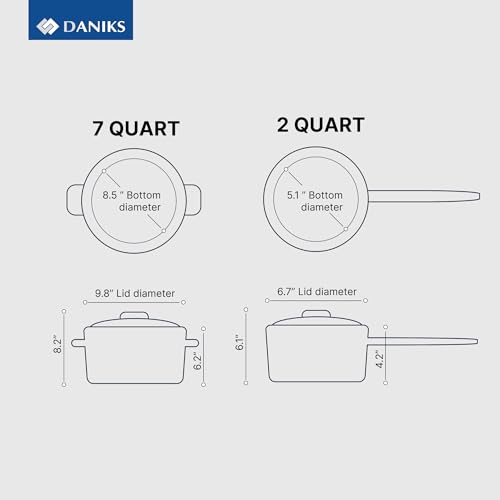 Daniks Modern 10-Piece Stainless Steel Cookware Set with Glass Lids, Includes Saucepan, Tri-Ply Bases for Even Heating, Induction Compatible, Dishwasher Safe, Heatproof Handles - Image 4