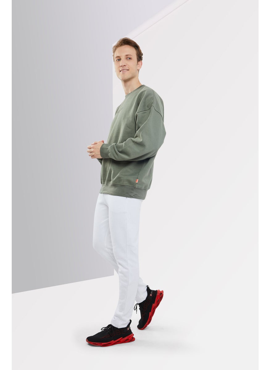 DKNY Sport Men Sports Fit Brand Logo Training Sweatshirt, Military  - Image 2