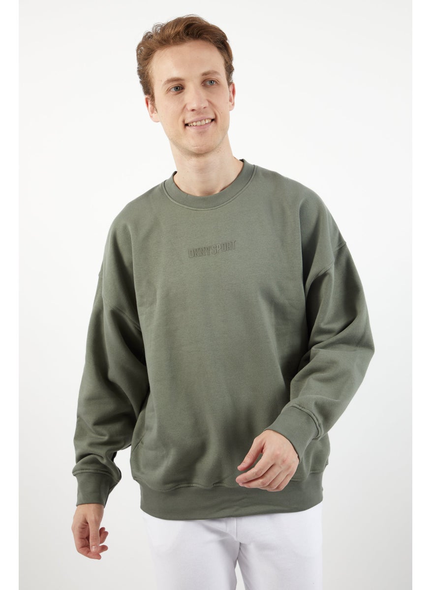 DKNY Sport Men Sports Fit Brand Logo Training Sweatshirt, Military  - Image 1