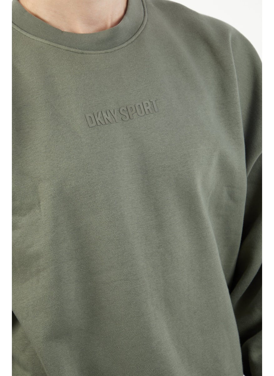 DKNY Sport Men Sports Fit Brand Logo Training Sweatshirt, Military  - Image 3