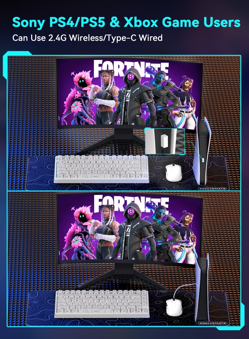 مسافر الكثبان فأرة قيمنق لاسلكية SE2 ثلاثية الأوضاع مع قاعدة شحن مغناطيسية، ماوس ألعاب خفيف الوزن مضاد للانزلاق، مزود بمستشعر PixArt PAW3311، دقة 24000 DPI ومعدل استجابة 1000Hz، يدعم البلوتوث / 2.4G / USB-C، متوافق مع PS4 / PS5 / PC / Xbox، مع برنامج مخصص للتحكم الكامل. - Image 4