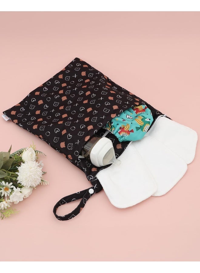 ALVABABY حقائب ALVABABY 3 لحفاضات القماش الرطبة والجافة مقاومة للماء قابلة لإعادة الاستخدام مع جيبين بسحاب - Image 5