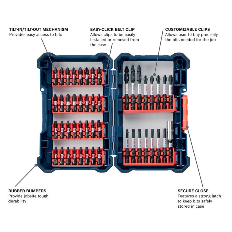 BOSCH SDMS48 48-Piece Assorted Impact Tough Screwdriving Custom Case System Set for Screwdriving Applications - Image 2