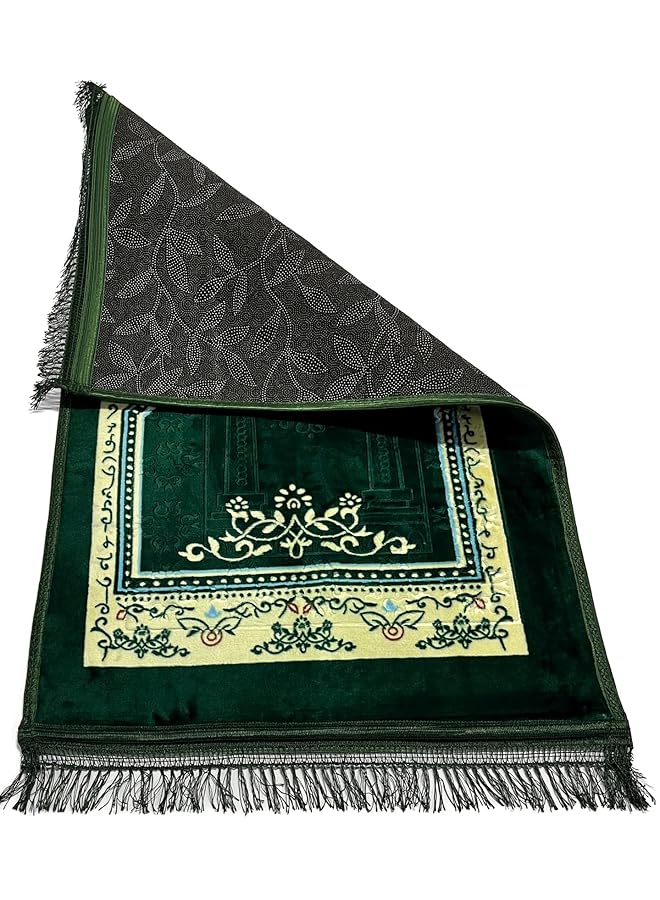 إيروريكس سجادة صلاة كبيرة محمولة غير قابلة للانزلاق من البوليستر الناعم مع وسادة إسفنجية مبطنة لتقويم العظام للرجال والنساء، متعددة الألوان، مقاس 70 سم × 110 سم - Image 4