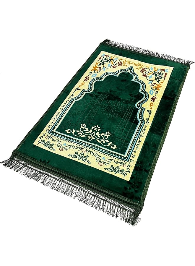 إيروريكس سجادة صلاة كبيرة محمولة غير قابلة للانزلاق من البوليستر الناعم مع وسادة إسفنجية مبطنة لتقويم العظام للرجال والنساء، متعددة الألوان، مقاس 70 سم × 110 سم - Image 3