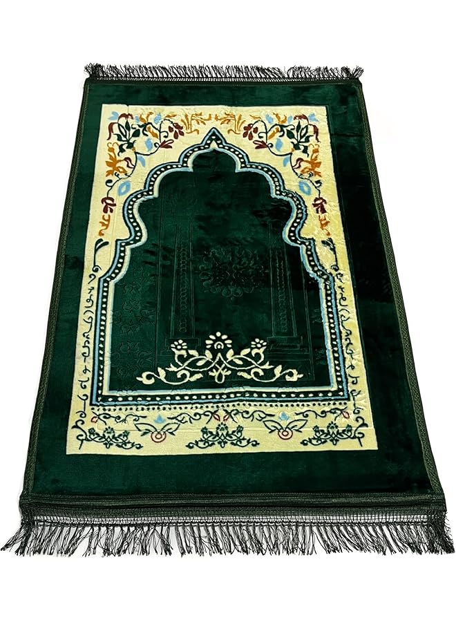 إيروريكس سجادة صلاة كبيرة محمولة غير قابلة للانزلاق من البوليستر الناعم مع وسادة إسفنجية مبطنة لتقويم العظام للرجال والنساء، متعددة الألوان، مقاس 70 سم × 110 سم - Image 2