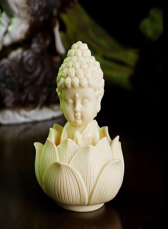 SHIDXIB 2Pcs/1Set Serene Buddha Statues in Lotus Pose Statue Ornament Ideal for Home Office and Car Decor - Image 2